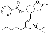 结构式 CAS# 587869-81-6, (3aR,4R,5R,6aS)-5-(苯甲酰氧基)-4-[(1E,3S)-3-[[(1,1-二甲基乙基)二甲基硅烷基]氧基]-1-辛烯-1-基]六氢-2H-环戊二烯并[b]呋喃-2-酮