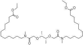 structure of CAS# 58801-34-6, (-)-(R,R)-N,N'-[Bis(11-ethoxycarbonyl)undecyl]-N,N',4,5-tetramethyl-3,6-dioxooctanediamide;ETH 1001