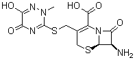 7-Amino-3-[[(2,5-dihydro-6-hydroxy-2-methyl-5-oxo-1,2,4-triazin-3-yl)thio]methyl]cephalosporanic acid molecular structure (CAS 58909-56-1)