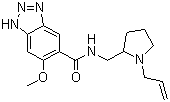 structure of CAS# 59338-93-1, Alizapride;N-(1-Allyl-2-pyrrolidinylmethyl)-6-methoxy-1H-benzotriazole-5-carboxamide