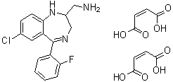 7-Chloro-5-(2-fluorophenyl)-2,3-dihydro-1H-1,4-benzodiazepine-2-methanamine (Z)-2-butenedioate (1:2) molecular structure (CAS 59469-29-3)