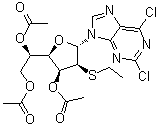 2,6-Dichloro-9-(3,5,6-tri-O-acetyl-2-S-ethyl-2-thio-alpha-D-mannofuranosyl)-9H-purine molecular structure (CAS 59837-24-0)
