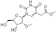 结构式 CAS# 60197-31-1, 1,2,3,4-四氢-1-(2-O-甲基-beta-D-呋喃核糖基)-2,4-二氧代-5-嘧啶乙酸甲酯