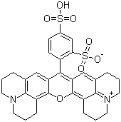 structure of CAS# 60311-02-6, Sulforhodamine 101;Hydrogen 9-(2,4-disulphonatophenyl)-2,3,6,7,12,13,16,17-octahydro-1H,5H,11H,15H-xantheno[2,3,4-ij:5,6,7-i'j']diquinolizin-18-ium