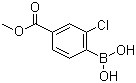 结构式 CAS# 603122-80-1, 2-氯-4-(甲氧羰基)苯硼酸