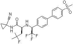 结构式 CAS# 603139-19-1, (2S)-N-(1-氰基环丙基)-4-氟-4-甲基-2-[[(1S)-2,2,2-三氟-1-[4'-(甲基磺酰基)[1,1'-联苯]-4-基]乙基]氨基]戊酰胺