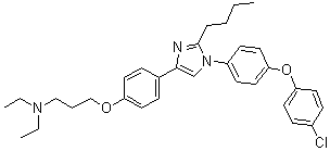 structure of CAS# 603148-36-3, Azeliragon;N-[3-[4-[2-Butyl-1-[4-(4-chlorophenoxy)phenyl]-1H-imidazol-4-yl]phenoxy]propyl]-N,N-diethylamine