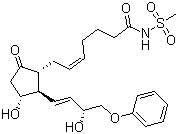 结构式 CAS# 60325-46-4, 硫前列酮; (Z)-7-[(1R,2R,3R)-3-羟基-2-((E,3R)-3-羟基-4-苯氧基-1-丁烯基)-5-氧代环戊基]-N-甲基磺酰基-5-庚烯酰胺