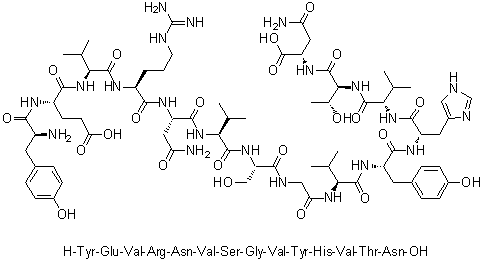 L-Tyrosyl-L-alpha-glutamyl-L-valyl-L-arginyl-L-asparaginyl-L-valyl-L-serylglycyl-L-valyl-L-tyrosyl-L-histidyl-L-valyl-L-threonyl-L-asparagine molecular structure (CAS 604766-34-9)
