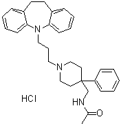 N-[[1-[3-(10,11-二氢-5H-二苯并[b,f]氮杂卓-5-基)丙基]-4-苯基-4-哌啶基]甲基]乙酰胺单盐酸盐分子结构 (CAS 6076-60-4)
