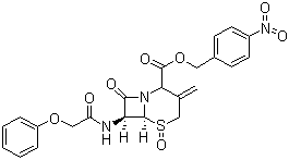 4-Nitrobenzyl [2R-(2alpha,5beta,6alpha,7beta)]-3-methylene-8-oxo-7-(phenoxyacetamido)-5-thia-1-azabicyclo[4.2.0]octane-2-carboxylate 5-oxide molecular structure (CAS 60771-27-9)