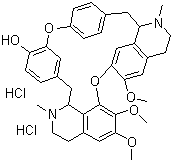 structure of CAS# 6078-17-7, Berbamine dihydrochloride;6,6',7-Trimethoxy-2,2'-dimethylberbaman-12-ol dihydrochloride; (4aS,16aR)-3,4,4a,5,16a,17,18,19-Octahydro-21,22,26-trimethoxy-4,17-dimethyl-16H-1,24:6,9-dietheno-11,15-metheno-2H-pyrido[2',3':17,18][1,11]dioxacycloeicosino[2,3,4-ij]isoquinolin-12-ol hydrochloride