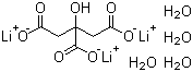 结构式 CAS# 6080-58-6, 柠檬酸三锂盐四水合物