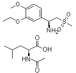 structure of CAS# 608141-43-1, (S)-1-(3-Ethoxy-4-methoxyphenyl)-2-(methylsulfonyl)ethylamine N-acetyl-L-leucine salt;N-Acetyl-L-leucine compound with (alphaS)-3-ethoxy-4-methoxy-alpha-[(methylsulfonyl)methyl]benzenemethanamine