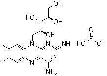 1-(4-氨基-2-亚氨基-7,8-二甲基苯并[g]蝶啶-10(2H)-基)-1-脱氧-D-核糖醇亚硫酸盐分子结构 (CAS 61098-18-8)