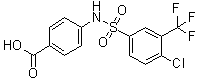 4-[[[4-Chloro-3-(trifluoromethyl)phenyl]sulfonyl]amino]benzoic acid molecular structure (CAS 612041-77-7)