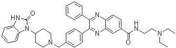 N-[2-(Diethylamino)ethyl]-3-[4-[[4-(2,3-dihydro-2-oxo-1H-benzimidazol-1-yl)-1-piperidinyl]methyl]phenyl]-2-phenyl-6-quinoxalinecarboxamide molecular structure (CAS 612847-42-4)