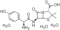 structure of CAS# 61336-70-7, Amoxicillin trihydrate;6-[2-Amino-2-(4-hydroxyphenyl)-acetyl]amino-3,3-dimethyl-7-oxo-4-thia-1-azabicyclo[3.2.0]heptane-2-carboxylic acid trihydrate