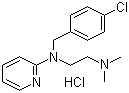 结构式 CAS# 6170-42-9, 盐酸氯吡胺; N-(4-氯苄基)-N',N'-二甲基-N-2-吡啶基-1,2-乙二胺盐酸盐