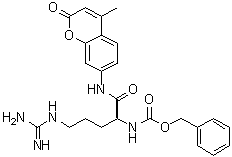 N-[(1S)-4-[(Aminoiminomethyl)amino]-1-[[(4-methyl-2-oxo-2H-1-benzopyran-7-yl)amino]carbonyl]butyl]carbamic acid phenylmethyl ester molecular structure (CAS 62037-44-9)