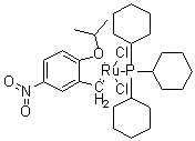 (TB-5-23)-Dichloro[[2-(1-methylethoxy)-5-nitrophenyl]methylene](tricyclohexylphosphine)ruthenium molecular structure (CAS 625082-83-9)