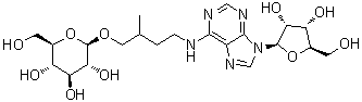2-Methyl-4-[(9-beta-D-ribofuranosyl-9H-purin-6-yl)amino]butyl beta-D-glucopyranoside molecular structure (CAS 62512-95-2)