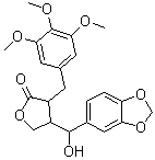 4-(1,3-苯并二氧杂环戊烯-5-基羟基甲基)二氢-3-[(3,4,5-三甲氧基苯基)甲基]-2(3H)-呋喃酮分子结构 (CAS 6267-80-7)