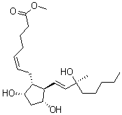 structure of CAS# 62776-96-9, Carboprost methylate;PG 05; (5Z,9alpha,11alpha,13E,15S)-(±)-9,11,15-Trihydroxy-15-methyl-prosta-5,13-dien-1-oic acid methyl ester