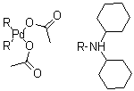 structure of CAS# 628339-96-8, Bis(dicyclohexylamino)palladium diacetate