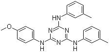 2,4-Bis(3-methylphenylamino)-6-(4-methoxyphenylamino)-1,3,5-triazine molecular structure (CAS 628725-21-3)