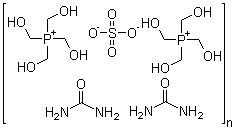 Tetrakis(hydroxymethyl)phosphonium sulfate urea polymer molecular structure (CAS 63502-25-0)