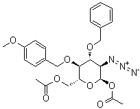 2-叠氮基-2-脱氧-4-O-[(4-甲氧基苯基)甲基]-3-O-(苯基甲基)-alpha-D-吡喃葡萄糖 1,6-二乙酸酯分子结构 (CAS 635683-74-8)