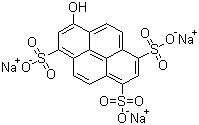 structure of CAS# 6358-69-6, Solvent Green 7;C.I. 59040; Pyranine; Trisodium 8-hydroxypyrene-1,3,6-trisulphonate; 8-Hydroxy-1,3,6-pyrenetrisulfonic acid trisodium salt
