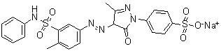 structure of CAS# 6359-85-9, Acid yellow 25;Supramine Yellow RA; Tertracid Yellow R; Triacid Fast Yellow R; Vicoacid Yellow 25; Vondacid Fast Yellow R; Xylene Fast Yellow RPN; p-[5-Hydroxy-3-methyl-4-[[3-(phenylsulfamoyl)-p-tolyl]azo]pyrazol-1-yl]benzenesulfonic acid monosodium salt