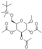 Methyl 6-O-[(1,1-dimethylethyl)dimethylsilyl]-alpha-D-glucopyranoside triacetate molecular structure (CAS 63734-11-2)