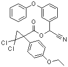 structure of CAS# 63935-38-6, Phencyclate;Cycloprothrin; Cyclosal; Cyclosal (insecticide); GH 414; NK 8116