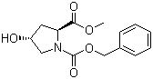 structure of CAS# 64187-48-0, 1-Benzyl 2-methyl (2S,4R)-4-hydroxypyrrolidine-1,2-dicarboxylate;(2S,4R)-1-Benzyloxycarbonyl-4-hydroxypyrrolidin-2-carboxylic acid methyl ester; (2S,4R)-1-(Benzyloxycarbonyl)-2-(methoxycarbonyl)-4-hydroxypyrrolidine; N-(Benzyloxycarbonyl)-4-hydroxyproline methyl ester