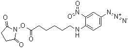 N-琥珀酰亚胺基 6-(4-叠氮基-2-硝基苯胺基)己酸酯分子结构 (CAS 64309-05-3)