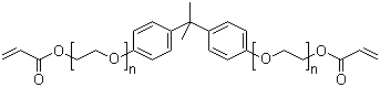 structure of CAS# 64401-02-1, Bisphenol A ethoxylate diacrylate;Bis(4-acryloxypolyethoxyphenyl)propane; Bisphenol A polyethylene glycol diether diacrylate