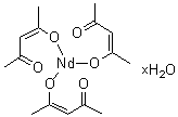 三(乙酰基丙酮)钕水合物分子结构 (CAS 64438-52-4)