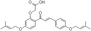 structure of CAS# 64506-49-6, Sofalcone;{5-[(3-Methyl-2-butenyl)oxy]-2-{p-[(3-methyl-2-butenyl)oxy]cinnamoyl}phenoxy}acetic acid