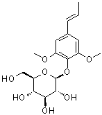 structure of CAS# 645414-25-1, 2,6-Dimethoxy-4-(1E)-1-propenylphenyl beta-D-glucopyranoside;Acantrifoside E
