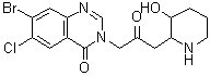 7-溴-6-氯-3-[3-(3-羟基-2-哌啶基)-2-氧代丙基]-4(3H)-喹唑啉酮分子结构 (CAS 64544-01-0)