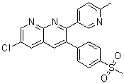 6-氯-2-(6-甲基-3-吡啶基)-3-[4-(甲基磺酰基)苯基]-1,8-萘啶分子结构 (CAS 646459-41-8)