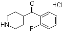 4-(2-氟苯甲酰基)哌啶盐酸盐分子结构 (CAS 64671-29-0)