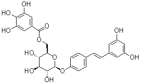 Resveratrol-4'-O-(6''-galloyl)glucoside molecular structure (CAS 64898-03-9)