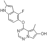 4-[(4-Fluoro-2-methyl-1H-indol-5-yl)oxy]-5-methylpyrrolo[2,1-f][1,2,4]triazin-6-ol molecular structure (CAS 649735-41-1)