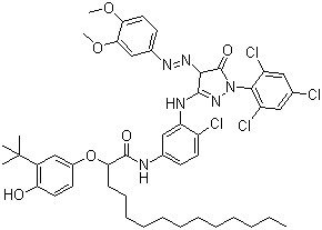N-[4-氯-3-[[4-((3,4-二甲氧基苯基)偶氮)-4,5-二氢-5-氧代-1-(2,4,6-三氯苯基-1H-吡唑-3-基)氨基]苯基]-2-[3-叔丁基-4-羟基苯氧基]十四烷酰胺分子结构 (CAS 65293-90-5)