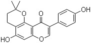 structure of CAS# 65388-03-6, alpha-Isowighteone;3,4-Dihydro-5-hydroxy-9-(4-hydroxyphenyl)-2,2-dimethyl-2H,10H-benzo[1,2-b:3,4-b']dipyran-10-one