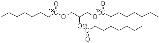三辛酸甘油酯(羧基-<sup>13</sup>C<sub>3</sub>)分子结构 (CAS 65402-55-3)